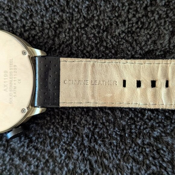 Armani Exchange Men's Quartz Watch with a Black Leather Band - AX1199 - Picture 5 of 8